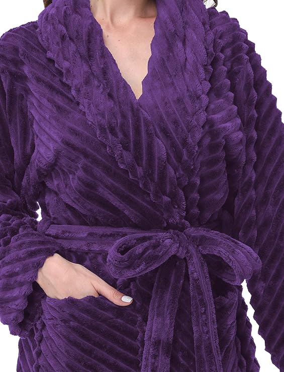 Premium Robes for Women - Super Soft Cozy Fleece Womens Robe Plush Long Bathrobe