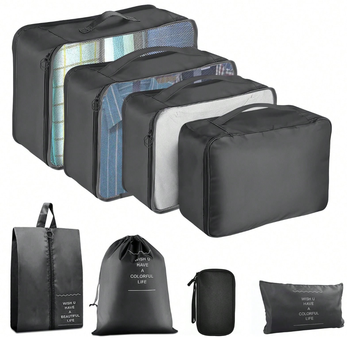 8 Set Packing Cubes& Travel Cable Organizer Pouch Set