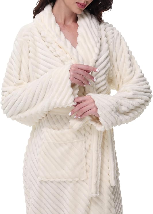 Premium Robes for Women - Super Soft Cozy Fleece Womens Robe Plush Long Bathrobe